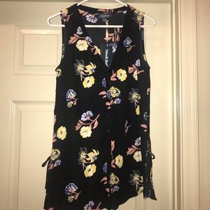 Black Flora Tank Top